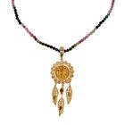 D’joy AAA Citrin, Mehrfarbig-Turmalin Schmuckset 925 Silber 750 Gelbgold Vermeil ca. 46.89 ct