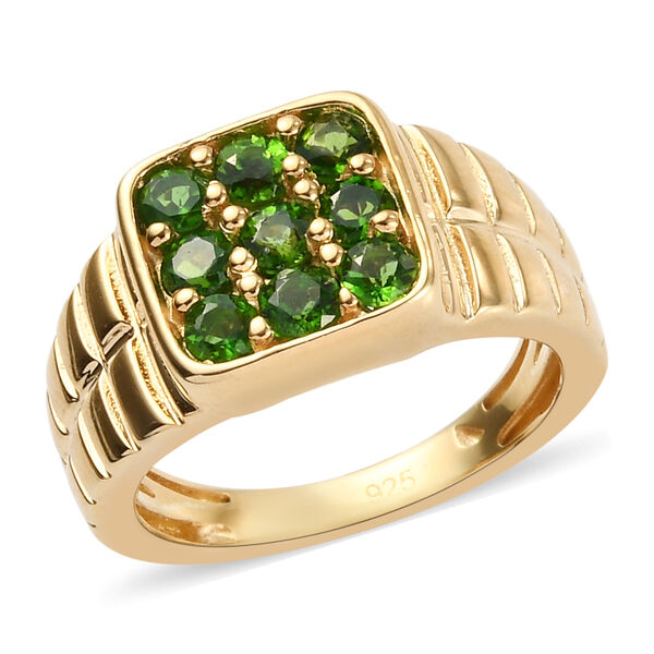 Nat&uuml;rlicher Chromdiopsid Ring 925 Silber vergoldet  ca. 0,86 ct image number 4