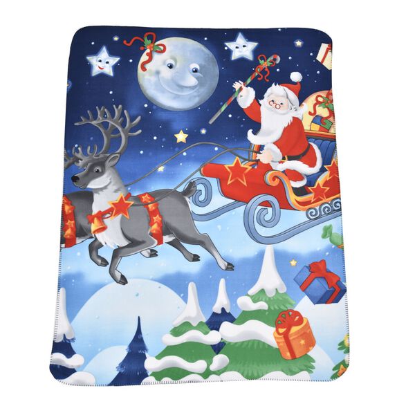Weihnachtliche Fleecedecke mit Nikolaus und Rentier Muster image number 3