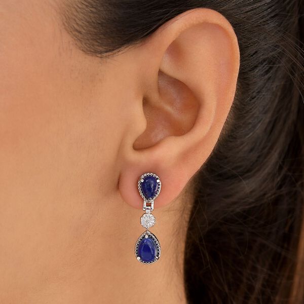 Lapislazuli-Ohrringe, Edelstahl ca. 5,11 ct image number 3