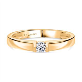 LUXURIANT DIAMANT - Lab Grown Diamant VS-EF Ring 925 Silber 750 Gelbgold Vermeil (Größe 16.00) ca. 0,20 ct LUXURIANT DIAMANT - Lab Grown Diamant VS-EF Ring 925 Silber 750 Gelbgold Vermeil (Größe 16.00) ca. 0,20 ct