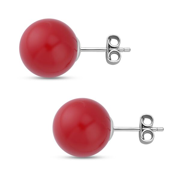 Muschelkernperle Schmuckset, Rot, 925 Silber rhodiniert, Edelstahl Kette image number 6