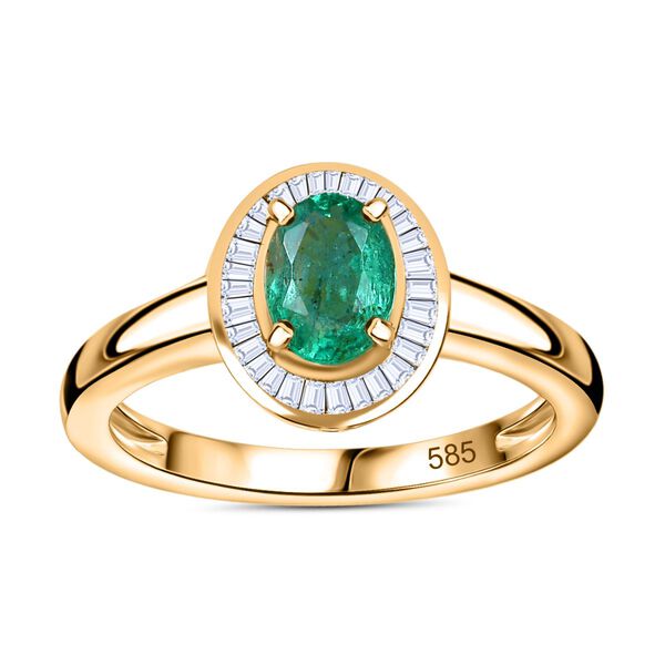 AAAA Kagem sambischer Smaragd und Diamant Ring in 585 Gold - 0,88 ct. image number 8
