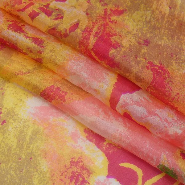 LA MAREY, 100% Maulbeerseiden Schal, Grün und gelb image number 4