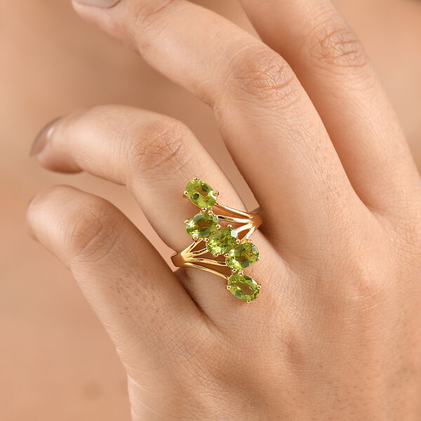 EVER TRUE Nat&uuml;rlicher Peridot Ring 950 Kupfer (Gr&ouml;&szlig;e 19.00) ca. 4.28 ct image number 2