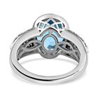Elektrischer Blau Topas, weißer Zirkon Ring, 925 Silber platiniert (Größe 17.00) ca. 5.00 ct image number 5