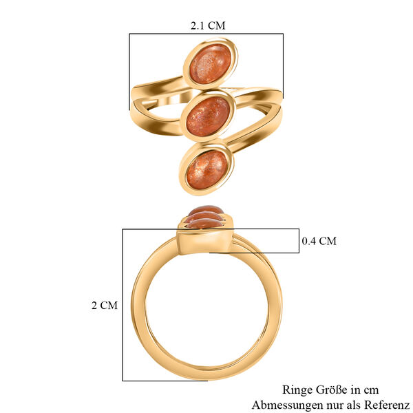 Korevora Sonnenstein Bypass Ring 925 Silber vergoldet image number 7