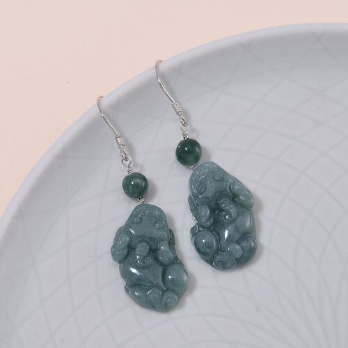 EXTREM SELTEN - Natürlicher Olmek Jadeit Ohrringe 925 Silber rhodiniert ca. 36.00 ct image number 1