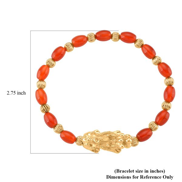 Roter Achat Pixiu Armband, flexibel, gelb vergoldet ca. 35.00 ct image number 6