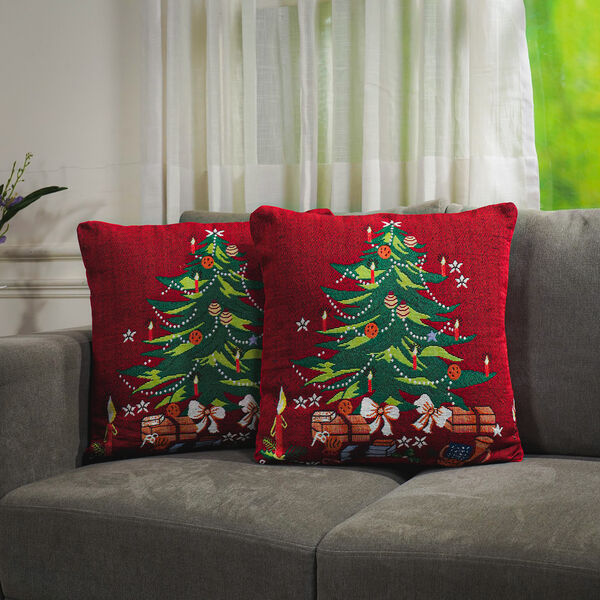 2er-Set Jacquard gewebte Kissenbezüge, Weihnachtsbaum, Größe 45,7x45,7 cm  image number 2