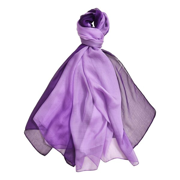 LA MAREY handgemalter Damen Schal aus Seidenchiffon, Violett