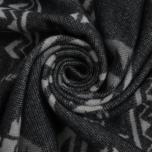 Gewebter Schal mit Fransen, Schwarz und grau image number 5