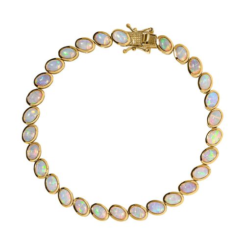Natürlicher, äthiopischer Welo Opal Armband ca. 20 cm 925 Silber vergoldet ca. 8,79 ct image number 0