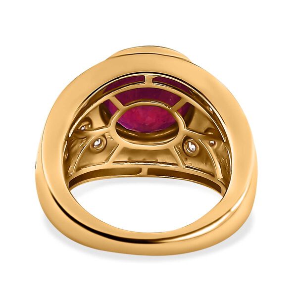 Afrikanischer Rubin (Fissure gefüllt), Weißer Zirkon Ring, 925 Silber Gelbgold Vermeil (Größe 17.00) ca. 5.76 ct image number 6