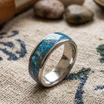 Himmelblaue Muschel Ring Reines Wolframcarbid (Gr&ouml;&szlig;e 16.25)