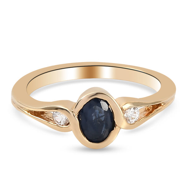 Blauer Saphir und Zirkon-Ring, 925 Silber vergoldet  ca. 0,77 ct image number 6