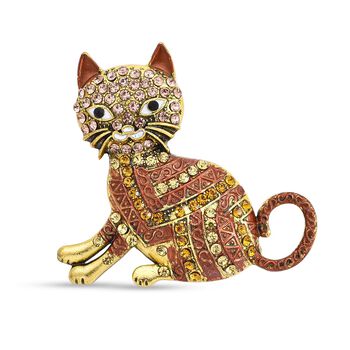 Mehrfarbiger Kristall Brosche Antikes Gold