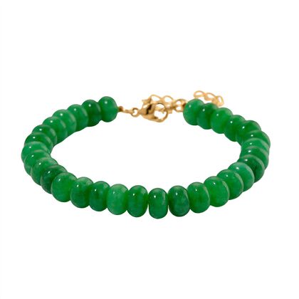 Gr&uuml;nes Quarzit Armband, ca. 18cm mit 5cm extender, goldfarben, ca. 80.00 ct