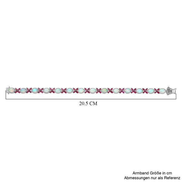 Mystic Meadow - D joy Nat&uuml;rlicher, &auml;thiopischer Welo Opal, Rhodolith Granat Armband ca. 20 cm 925 Silber rhodiniert ca. 13,52 ct. image number 4