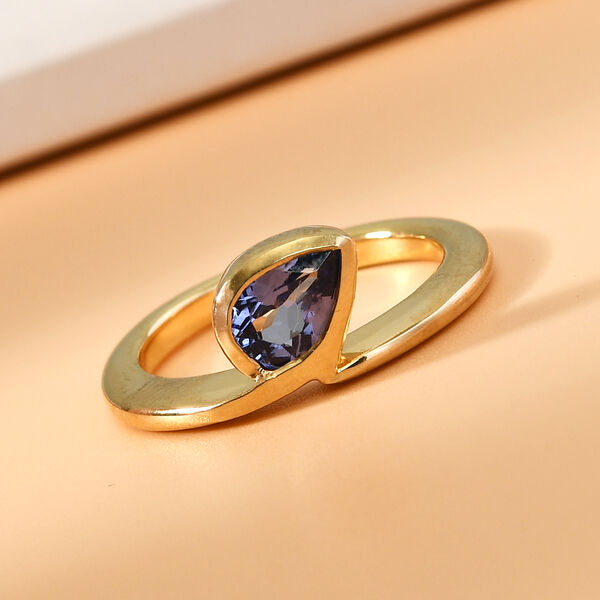 Tansanit-Ring, 925 Silber Gelbgold Vermeil  ca. 0,69 ct image number 2