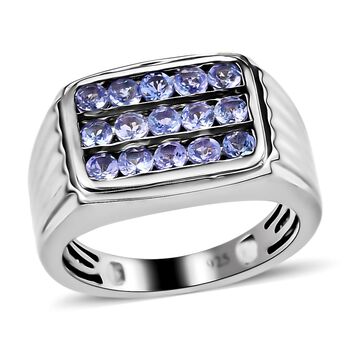 Tansanit-Ring, 925 Silber platiniert  ca. 1,28 ct