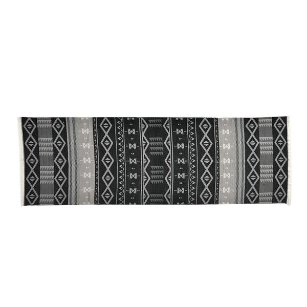 Gewebter Schal mit Fransen, Schwarz und grau image number 2