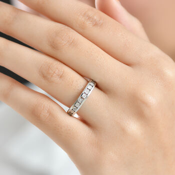 Half Eternity Ring mit Diamantakzenten, 925 Silber platiniert