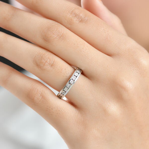 Half Eternity Ring mit Diamantakzenten, 925 Silber platiniert image number 3