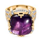 Afrikanischer Amethyst, Weißer Zirkon Ringe 925 Silber Gelbgold Vermeil (Größe 17.00) ca. 18.48 ct