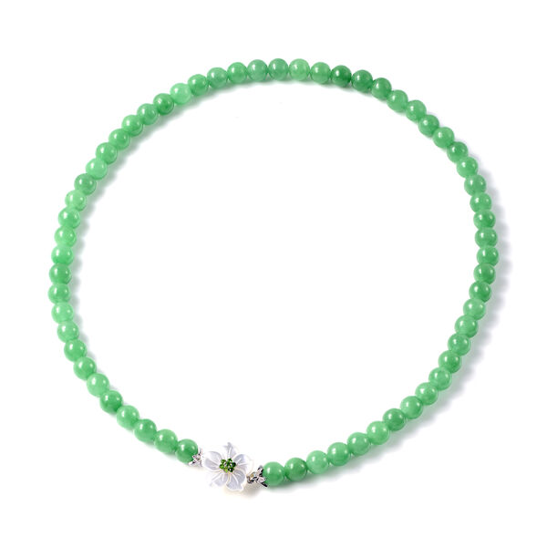 JARDIN-KOLLEKTION Perlmutt und Grüne Jade, Natürlicher Chromdiopside Halskette 50 cm 925 Silber rhodiniert ca. 279,65 ct image number 0