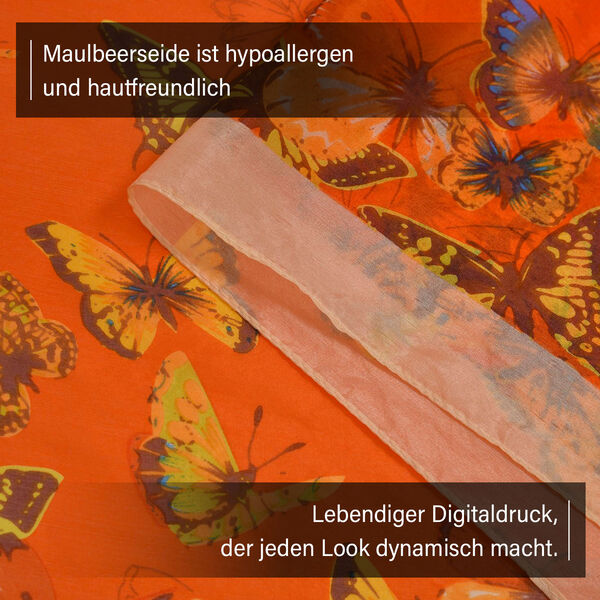 LA MAREY - Chiffonschal aus 100% Maulbeerseide mit Schmetterlingsmuster image number 3