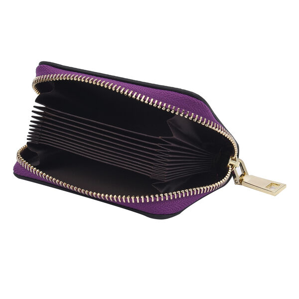 SENCILLEZ Geldb&ouml;rse aus 100% echtem Leder und RFID Schutz, Leopardenmuster, Gr&ouml;&szlig;e 12x2x8 cm, Schwarz und Lila image number 4