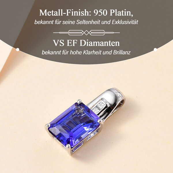 RHAPSODY AAAA Tansanit und VS EF Diamant Anh&auml;nger in 950 Platin - 2,33 ct. image number 3