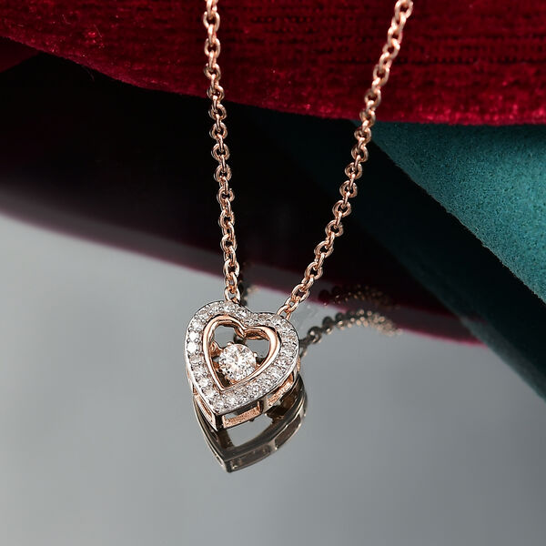 LUXURIANT SI-GH Labor Diamant Anh&auml;nger mit 45cm Kette, 925 Silber 750 Ros&eacute;gold Vermeil - 0,25 ct. image number 2