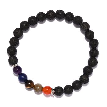 Mehrfarbig Edelsteine Armband 19 cm Lange 925 Silber rhodiniert ca. 88,21 ct