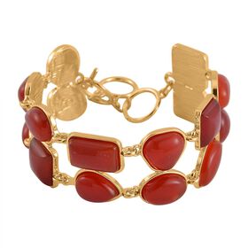 Roter Achat Armband ca. 18 cm, vergoldet, ca. 125.00 ct
