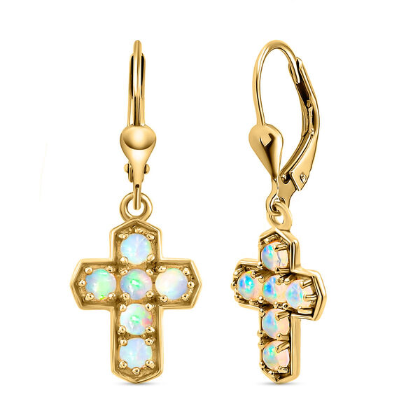 Nat&uuml;rliche, &auml;thiopische Opal-Ohrringe, 925 Silber vergoldet ca. 0,88 ct image number 4