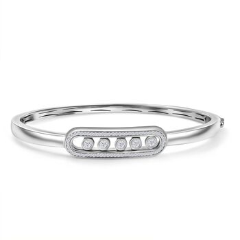 Moissanit Armreif ca. 19 cm 925 Silber rhodiniert ca. 0.80 ct