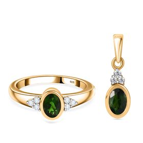 Natürliches Chromdiopsid und Moissanit-Schmuckset - 1,05 ct.