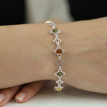 Nat&uuml;rlicher Baltischer Bernstein Armband ca. 18 cm 925 Silber