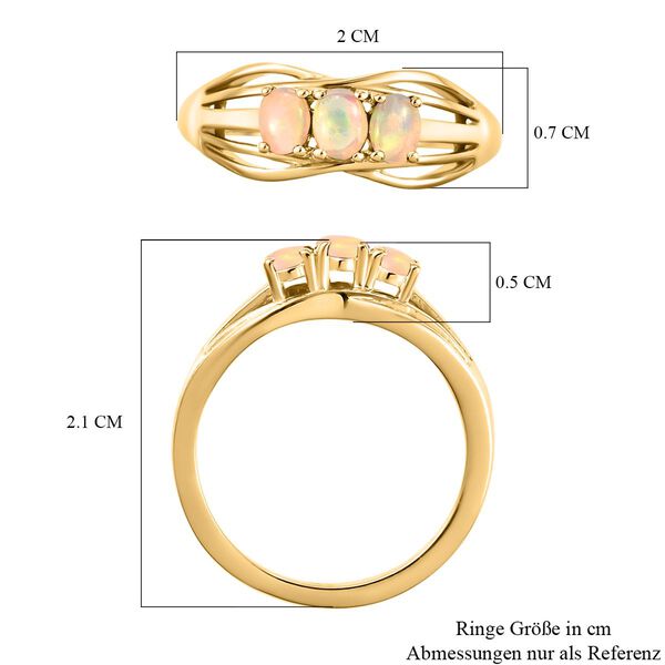 Natürlicher, äthiopischer Welo Opal Ring, 925 Silber vergoldet (Größe 17.00) ca. 0.36 ct image number 7