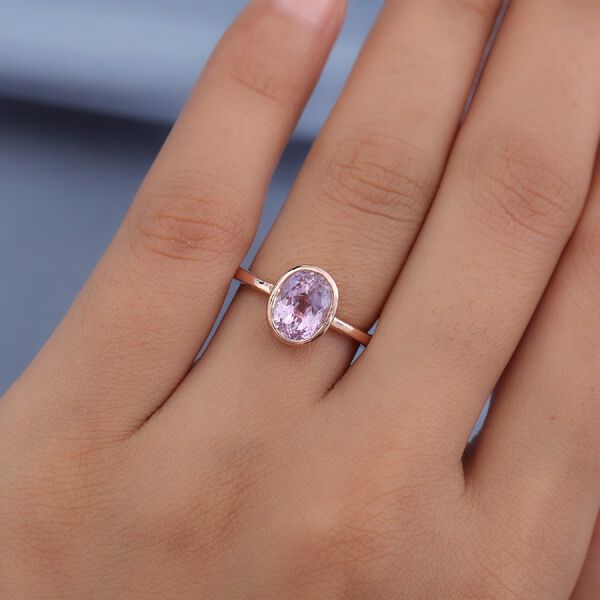 Martha Rocha Kunzite Solit&auml;r Ring 925 Silber Rosegold image number 2