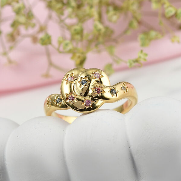 D'Joy Mehrfarbig Saphir Ring 925 Silber 750 Vergoldet (Gr&ouml;&szlig;e 17.00) ca. 0,11 ct image number 1