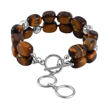 Doppellagiges, gelbes Tigerauge-Armband, 18 cm - 200 ct.