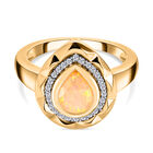Natürlicher, äthiopischer Opal und Zirkon-Ring, 925 Silber Gelbgold Vermeil  ca. 0,93 ct image number 0
