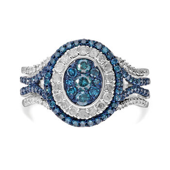 Blauer Diamant Ring, 925 Silber platiniert, (Gr&ouml;&szlig;e 19.00) ca. 1.00 ct
