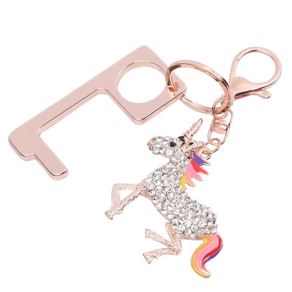 Schwarzer und Wei&szlig;er Kristall Einhorn-Schl&uuml;sselanh&auml;nger image number 2