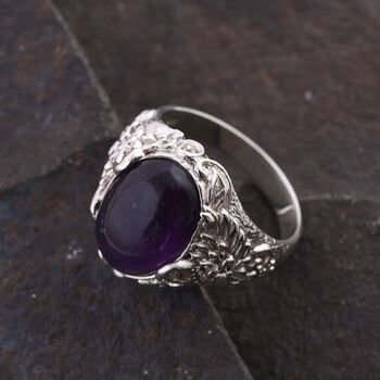 Royal Bali - Afrikanischer Amethyst Ring, 925 Silber, (Gr&ouml;&szlig;e 17.00), ca. 12.00 ct