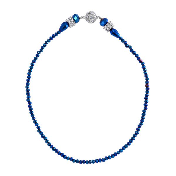 2er Set - Blau Kristall, Weißer Kristall Halskette und Ohrringe image number 3