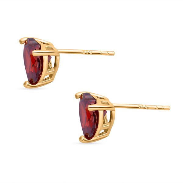 Rote Zirkonia Herz Ohrstecker, 925 Silber vergoldet, ca. 5.70 ct image number 4